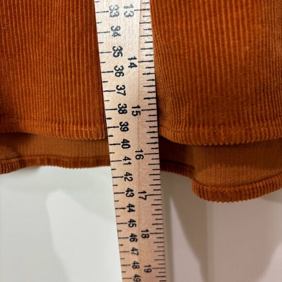 Camel Brown Corduroy Mini Skirt Pleated sz 17 Circle Skater Academic Y2K Preppy - Picture 2 of 8